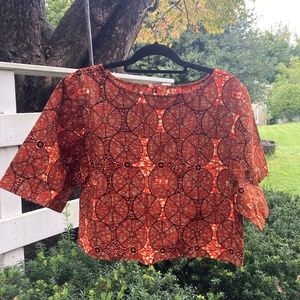 Fahari Bazaar VIP Printed Cotton Top (Orange/Black) - L